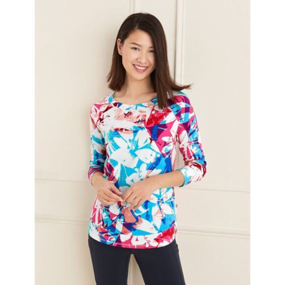 Talbots COZY CRUSH SWEATSHIRT BRUSHED FLORAL Tropical Cotton UPF 50 plus size 2X